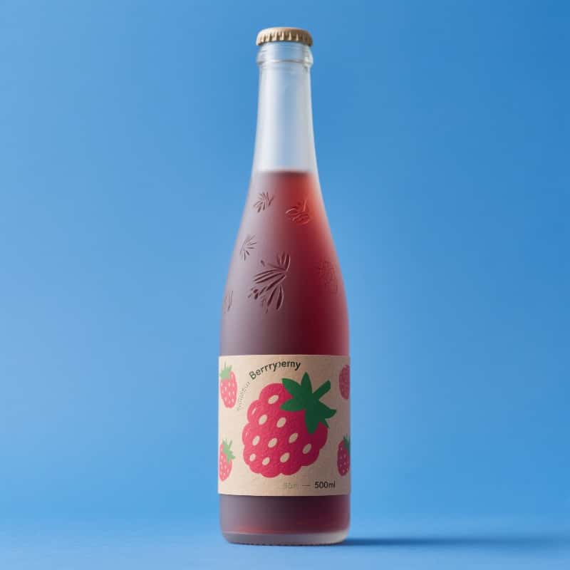 Custom Frosted Glass Bottle for Apple & Berry Fruit Wine | Eco-Friendly Packaging for Craft Cider