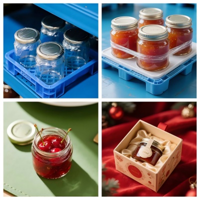 Customized glass jam jars with logo printing and unique lid designs for branding needs Customized glass jam jars with logo printing and unique lid designs for branding needs