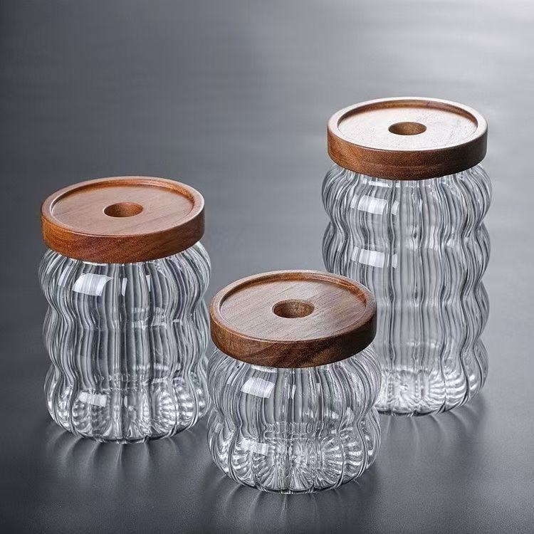 Striped Glass Storage Jar Wholesale – Airtight Borosilicate Food Container