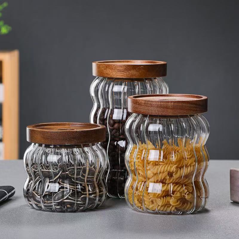 Striped Glass Storage Jar Wholesale – Airtight Borosilicate Food Container